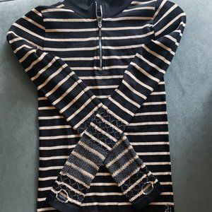 Free People Movement Slay Top Long Sleeve Black/Peach Stripe M/L